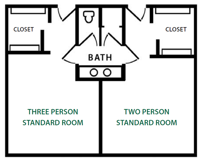 Drawing of residence hall suite layout